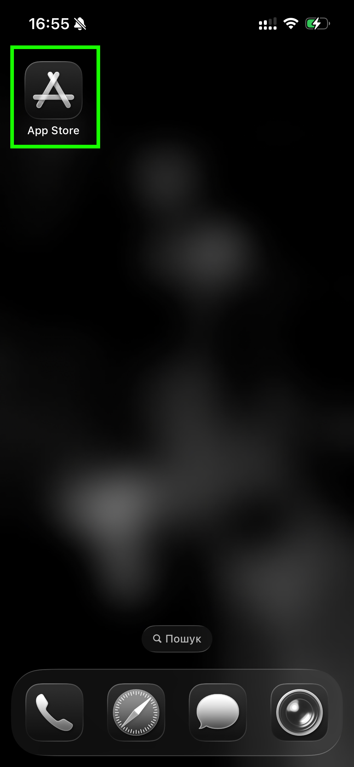 Скріншот відкритого магазину App Store на iPhone